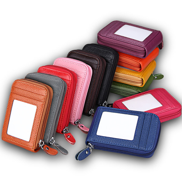 (Brun färg)Mode dam plånbok för kreditkortshållare i läder