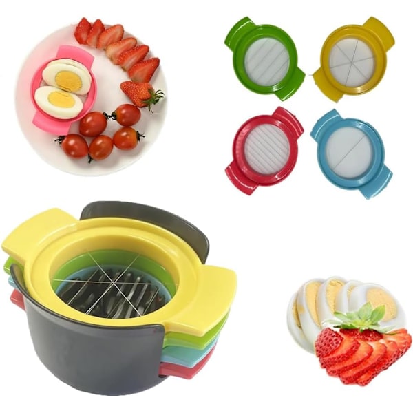 4 in 1 Munasilppuri, Munaleikkuri, Munakuutio Keitetyille Munille, Keitetyille Munaleikkurille, Mansikkaleikkurille
