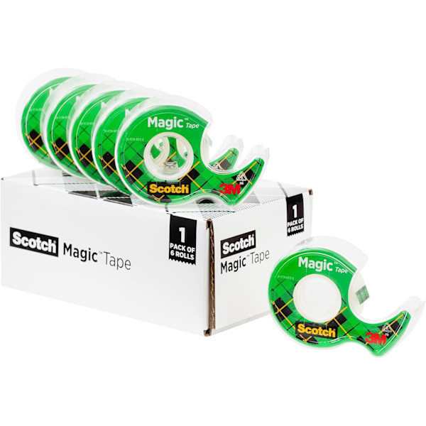 Scotch Magic Tape, Osynlig, Hemmakontorsmaterial och Tillbaka till Skolan-material för Högskola och Klassrum, 6 Rullar
