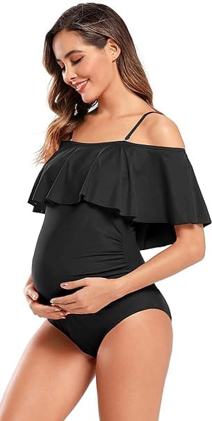 Graviditetsbadkläder 1-delad Strapless Bikini 1-delad Graviditet