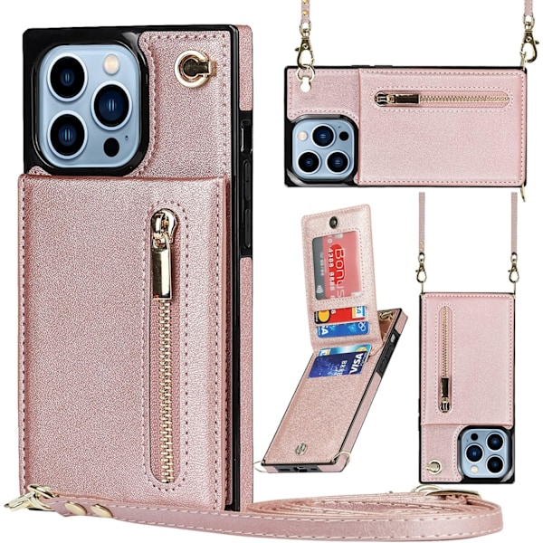 Crossbody-telefonveske for iPhone 14 Pro Max med kortholder for kvinner, iPhone 14 Pro Max veske-lommebok med stropp