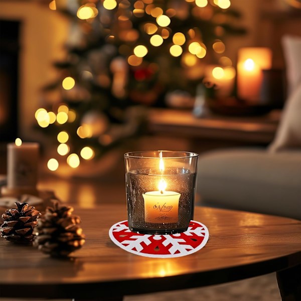Julepynt Underkop Rød Snefnug Ferie Drikkebord Tilbehør Festlig Gave Underkopper Hjem Decor, 6 stk
