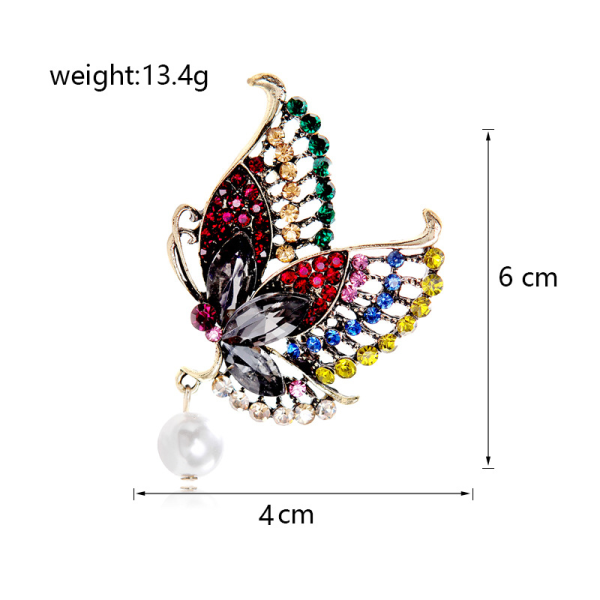 1 stk. Butterfly perle broche, rhinestone broche, sweater, perle