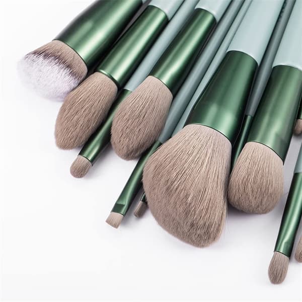 13-delad makeupborste set, foundation borste, ögonskuggsborste, makeupborste set, grön