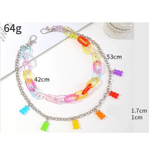 1 st färgglad Candy Color Resin CUB Byxkedja Kvinna Tonåring Vind