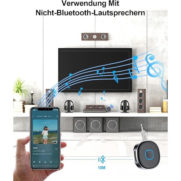 Bil Bluetooth AUX-adapter, Trådløs Bluetooth 5.0-mottaker for bil,