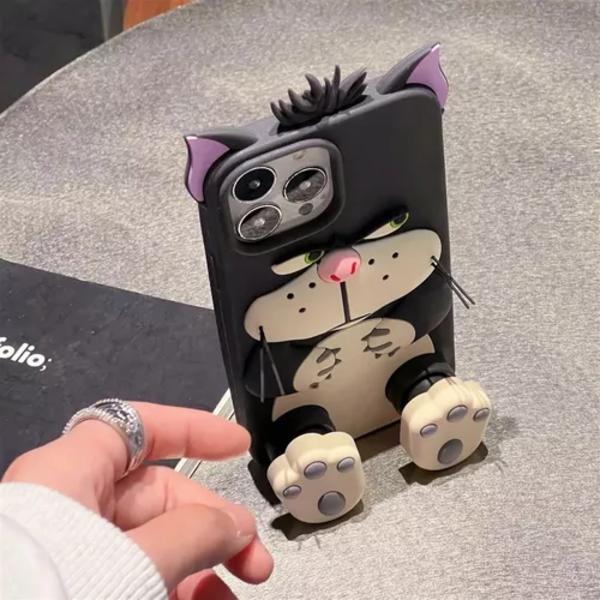 Ny Is Funda De Silicona Lucifer Cat för iPhone 16pro Max, med Stöd