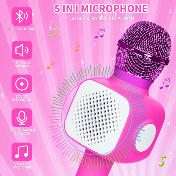 1 rosa mikrofon karaoke-maskin för barn