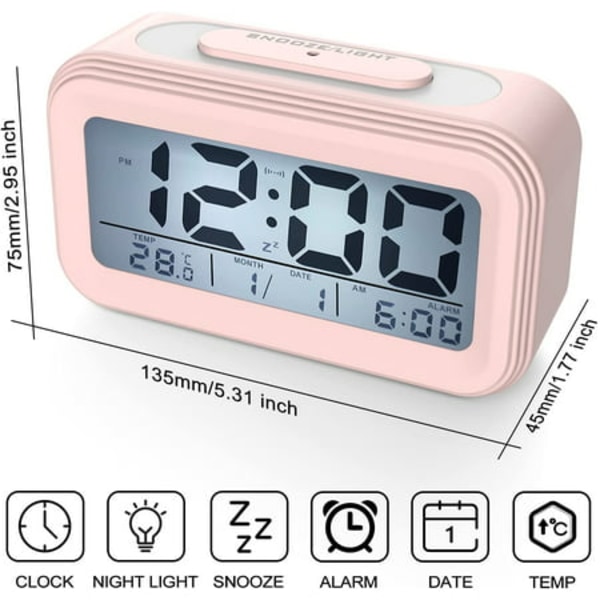 Digital väckarklocka morgonväckarklocka, tyst batteridriven