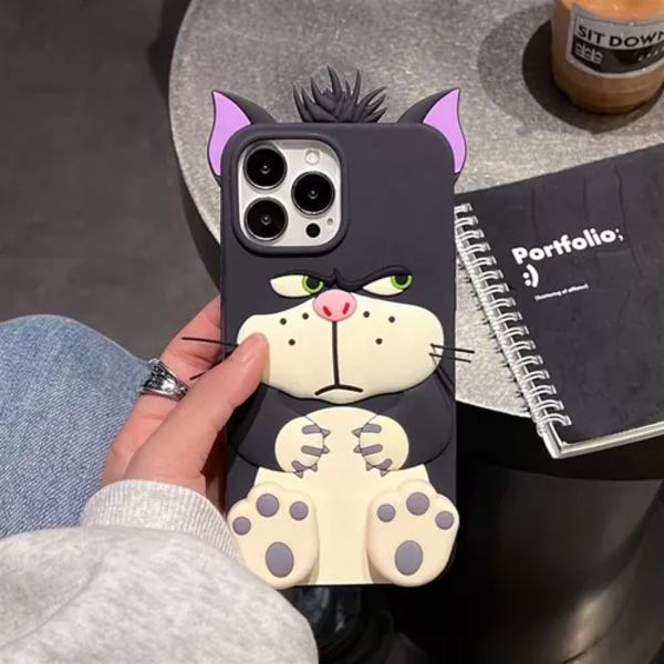 Ny Is Funda De Silicona Lucifer Cat för iPhone 16pro Max, med Stöd
