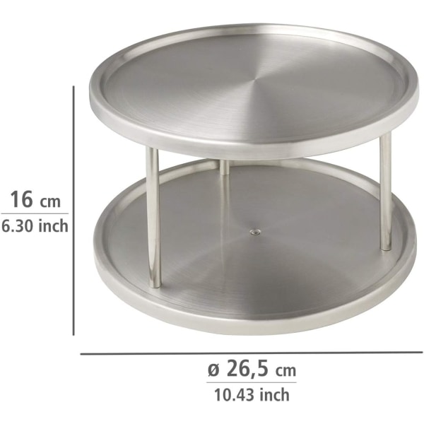 Stainless steel turntable - 2 rotating storage shelves,