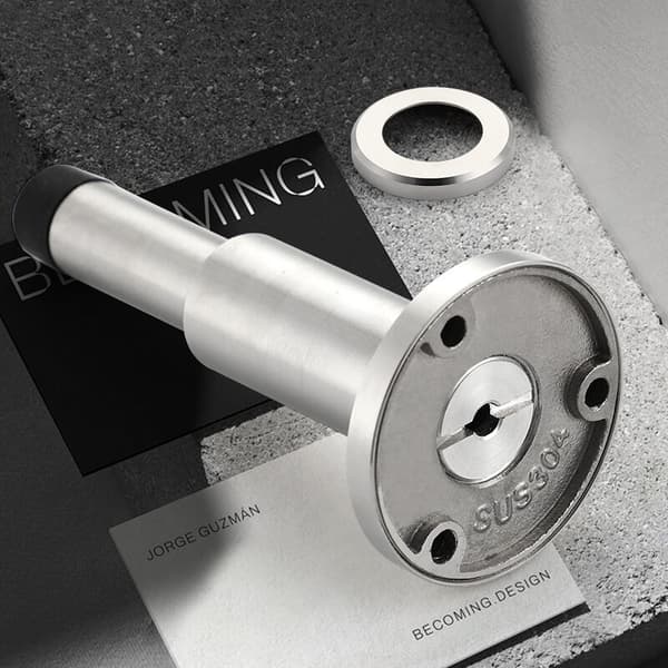 Deluxe justerbar solid 304 rustfrit ståldørstop + kraftig gummistop