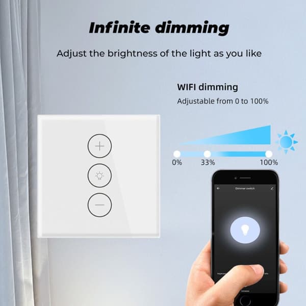 Dimmer, WiFi-ljusströmbrytare med procentfunktion och timerfunktion