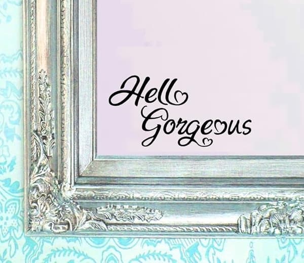 2 st Hello Gorgeous Dekal Sticker Badrumsspegel Väggkonst
