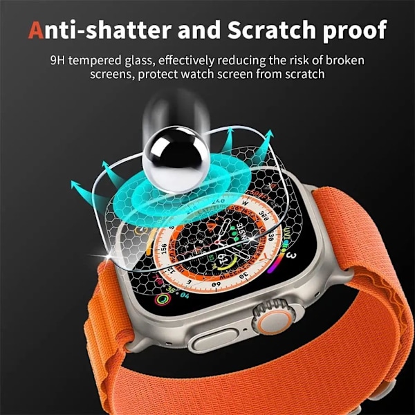 4x Skydd för Apple Watch Ultra 2 och 1 49mm, Skärmglas Härdat Glas 9H HD för Apple Watch