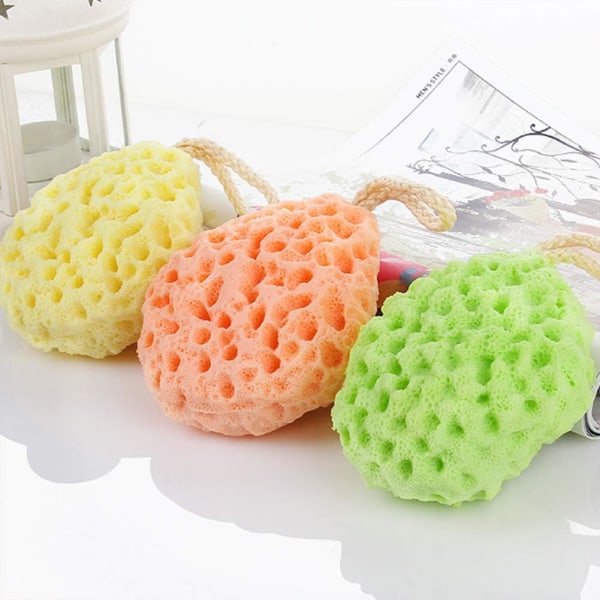 3pcs Body Bath Sponge Soft Natural Fiber Honeycomb Texture