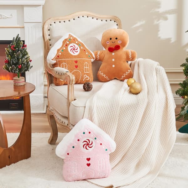 Pepperkakepute til jul, juleputer, søte pepperkakeformede puter, dekorativ julepute til sofa, stue, seng (15,7'', Pepperkakemann)
