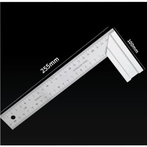 255 mm - Rustfrit stål - Vinkel - Dobbeltsidet graduering