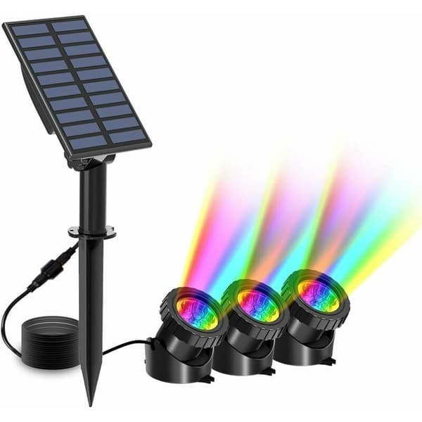 Solcelledambelysning, RGB LED-dambelysning, undervands solspotlys