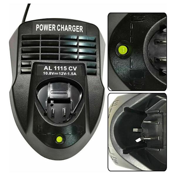 AL1115CV 10.8V 12V 1.5A Lithium-ion batterioplader til Bosch Li-ion boremaskine/skruetrækker, kompatibel med BAT411 BAT412A, med LED-indikator.
