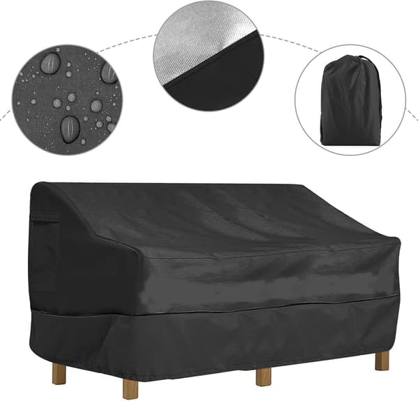 1 stk sort 223*83*84cm Udendørs terrasse sofa bord og