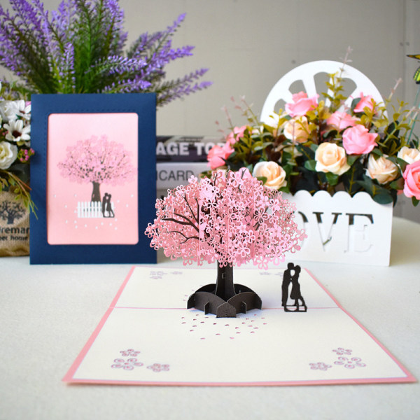 3D romantisk kort, 3D pop-up romantisk gavekort, gratulasjonskort