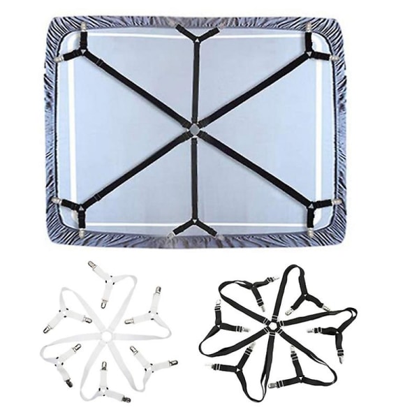 Musta istuva lakanasovite, säädettävät siteet 6 sivua, vuodevaatteiden hihnat, sopii kaikille pyöreille ja neliömäisille patjoille-Toweter