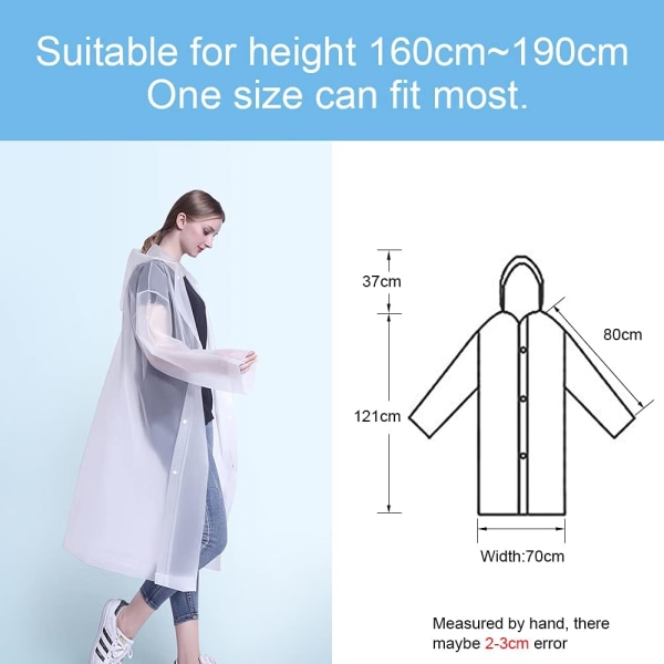 Regnponcho, 2 stk Regnponcho, Gjenbrukbar Poncho EVA-materiale,