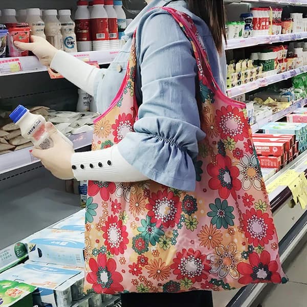 4 stk. Foldbare Indkøbsposer Genanvendelige Indkøbsposer Vareposer
