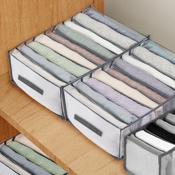 4 Pak Foldbare Mesh Opbevaringskasser Skab Organizer til Jeans,