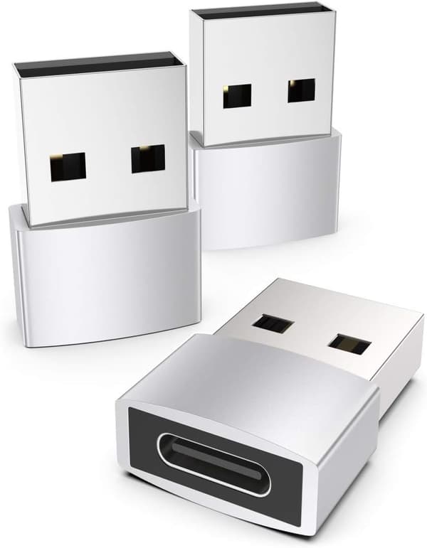 Sølv USB C til USB-adapter 3-pakning Kompatibel med iPhone 13 12