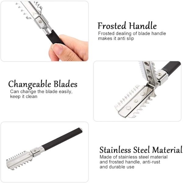 1 hårkam, dobbeltbladet barberblad, manuelt skåret sparsom