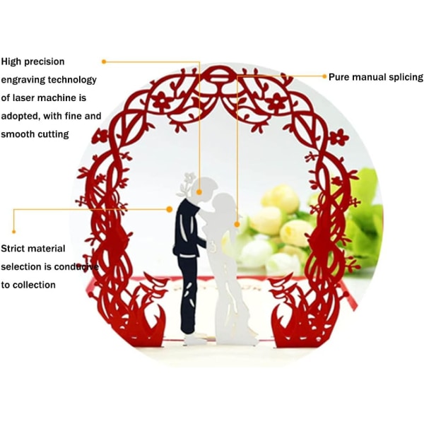 1 st(st) 3D Romantiskt Kort, 3D Pop-up Romantisk Presentkort, 3D