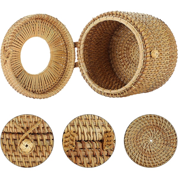 Rattan Vevboks Rund Dispenser Vevboks Skrivebord Organizer for