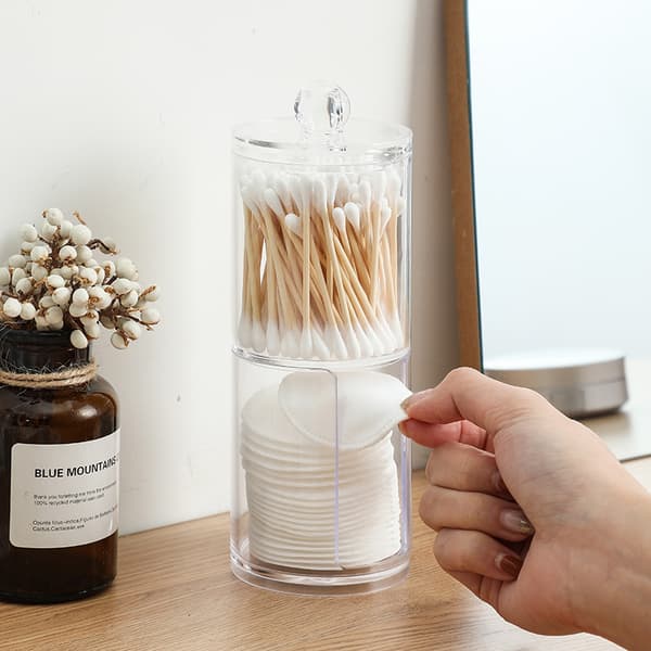 4-pack bomullsrondellförvaringslåda, bomullsrondelldispenser, plastbomull