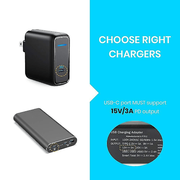 Nylonflettet Surface Connect til USB-C ladekabel Pd 15v for