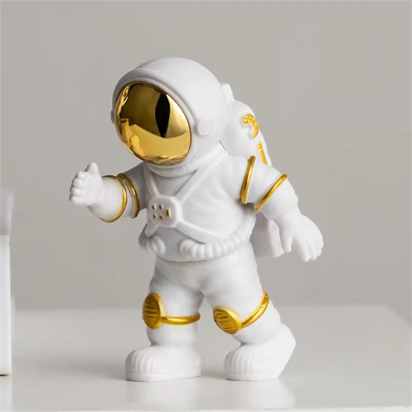 Guldvit astronautstatyer set om 3, rymdskulptur figurer