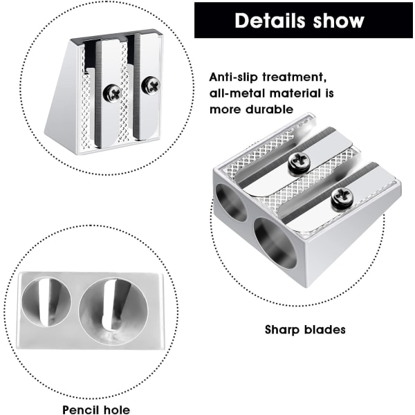 10 Kaksinkertaisen reiän alumiininen kynän teroitin käsikäyttöinen metallikynän teroitin