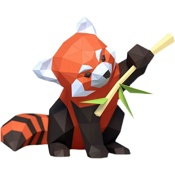 1 kpl Paper Sculpture Origami-koriste, Punainen Panda DIY-paperi