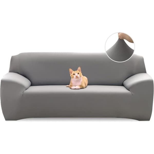 Grå stretchig sofföverdrag 3-sits sofföverdrag med armstöd Modern