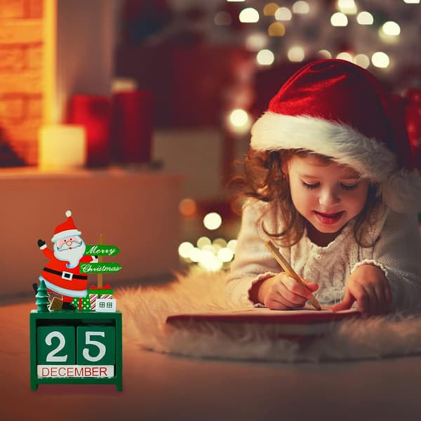 1 Julkalender i trä med ornament, presentförpackad julgåva