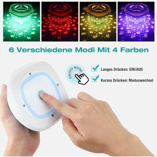 Pool Lights, Underwater Bathtub Light with Fish Projection, Float