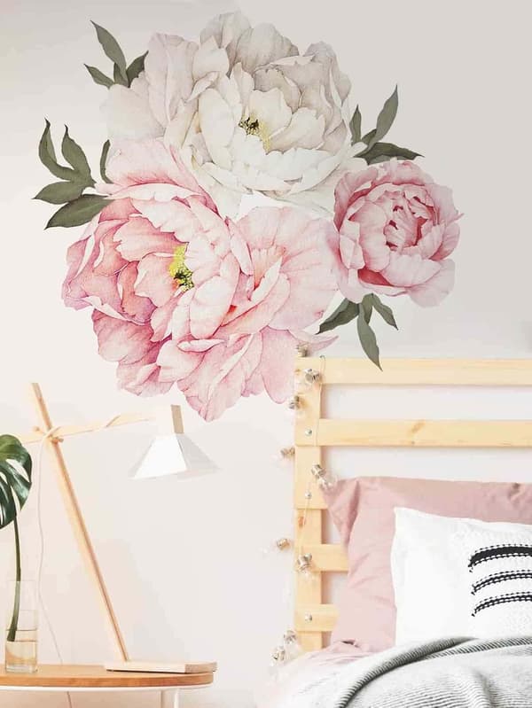 PEONIES seinätarra (54x53 cm) I itseliimautuva seinätarra