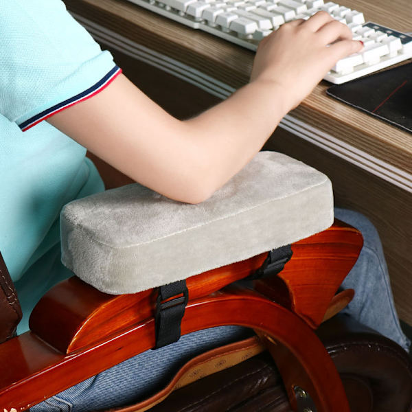 (Grå) 5CM Ekstra Tykk Bilsete Armlenepute Albuepute Stressavlastning Kontorstol Gamingstol Armlene Memory F