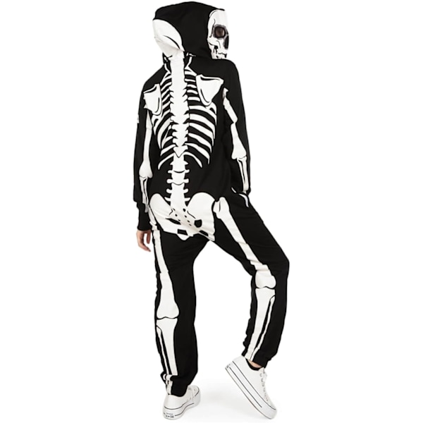 Dam Halloween Skelettdräkt - Bekväm och Enkel Vuxen Jumpsuit Bodysuit - Fram- och Baktryck med Blixtlås
