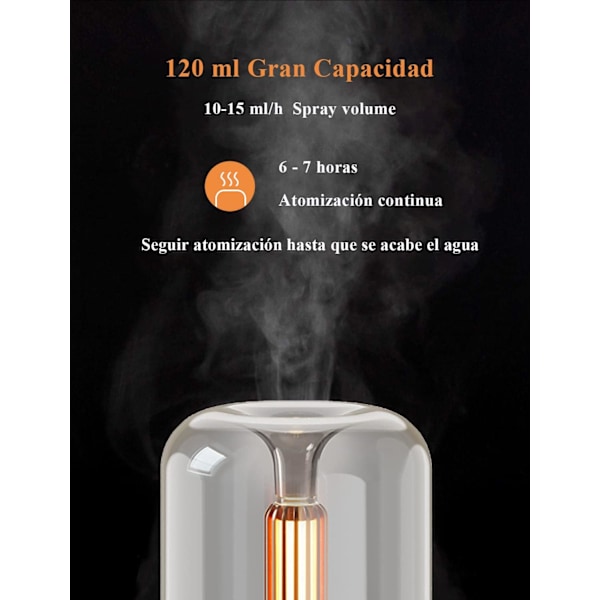 Aromaterapi Diffusorer, 120ml Æteriske Olie Diffusorer, Luftfugter med Stearinlys