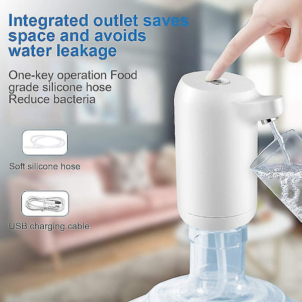 Vattenflaskepumpautomat 5 Gallon Vattenflaskedispenser Usb Laddning Automatisk Dricksvattenpump Bärbar Elektrisk Vattenpump För 5 Gallon Flaska Integrat