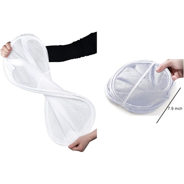 Pop-up tvättkorgar, bärbara tvättkorgar i nät, hopfällbar tvättkorg för sovrum, resor, badrum, studentboende, vit - 2-pack