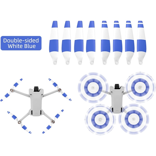 (Hvid&Blå) Kompatible Droner 8 stk. 6030F Propeller til DJI Mini 3 Pro Propeller CCW CW Reservedel Støjreduktion