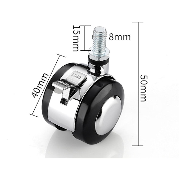 4cm 8 stk tunge hjul kontormøbler hjul stumme lenestol stol hjul erstatning svingbar formet stumme hjul stoler spinnhjul nylon tilbehør